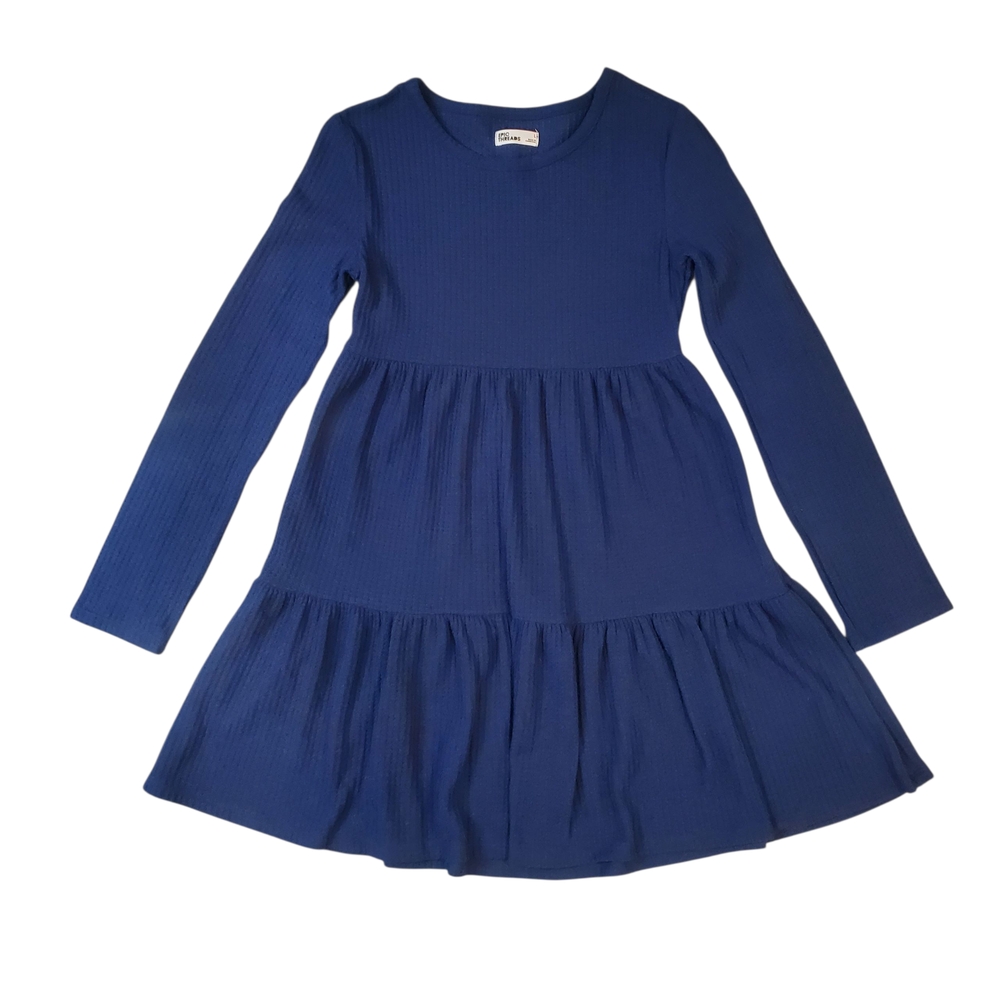 Epic Threads Girls Navy Long Sleeve Tiered Ruffle Knit Dress Size Large